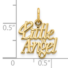 10K Yellow Gold Solid Little Angel Pendant with Polished Halo Charm