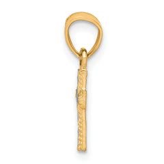 10K Gold Cross Pendant with Rhodium Accents and Polished Finish