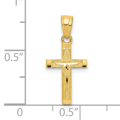 10K Gold Diamond-Cut Cross Pendant with Polished Solid Design