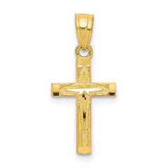 10k Diamond-Cut Cross Pendant