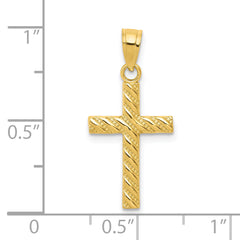 10K Gold Cross Pendant with Polished Finish Elegant and Solid Design