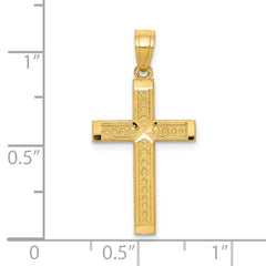 10K Yellow Gold Cross Pendant with Polished Solid Design Sophia Jewelers