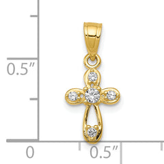 10K Gold CZ Cross Pendant with Polished Finish Elegant & Solid Design