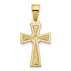 10K Yellow Gold Cross Pendant with Polished Finish Solid Cast Design