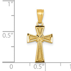 10K Yellow Gold Cross Pendant with Polished Finish Solid Cast Design