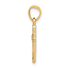 10K Gold Cross Pendant with Rhodium Accents and Polished Finish