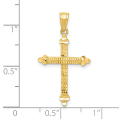 10K Gold Polished Budded Cross Pendant Solid, Elegant Design