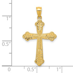 10K Gold Budded Cross Pendant with Polished Finish Solid and Elegant Design