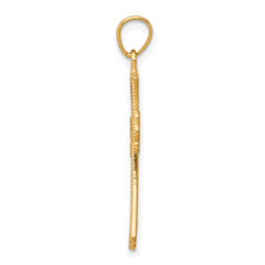 10K Yellow Gold Diamond-Cut Cross Pendant with Rhodium Accents Polished Finish