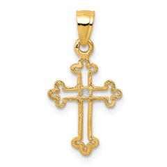 10K Gold Cross Pendant with CZ Stones Polished & Elegant