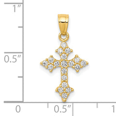 10K Gold CZ Passion Cross Pendant with Polished Finish Elegant Design