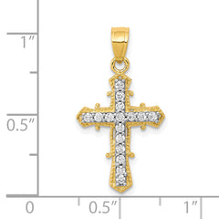 10K Gold CZ Cross Pendant with Polished Finish and Solid Design