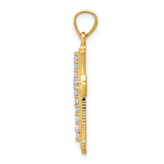 10K Gold CZ Cross Pendant with Polished Finish and Elegant Design