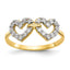 Double Heart White Cubic Zirconia Ring in 10K Yellow Gold, Size 6 - Sophia Jewelers
