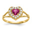 10K Red and White CZ Heart Ring