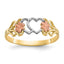 White Double Heart Ring in 10K Two-Tone Gold, Textured, Size 7 - Sophia Jewelers