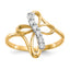 Cubic Zirconia Cross Ring in 10K Yellow Gold, Size 6 - Sophia Jewelers