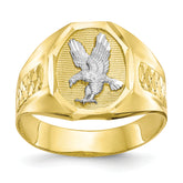10k & Rhodium Men's Eagle Ring
