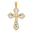 10K w/Rhodium Diamond-Cut Cross Pendant