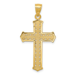 10K Yellow Gold Solid Cross Pendant with Polished Finish 35mm Elegant Design