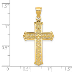 10K Yellow Gold Solid Cross Pendant with Polished Finish 35mm Elegant Design