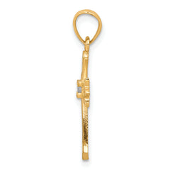 10K Yellow Gold CZ Cross Pendant with Polished Finish Solid Design