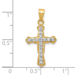 10K Gold CZ Cross Pendant with Polished Finish Elegant Design