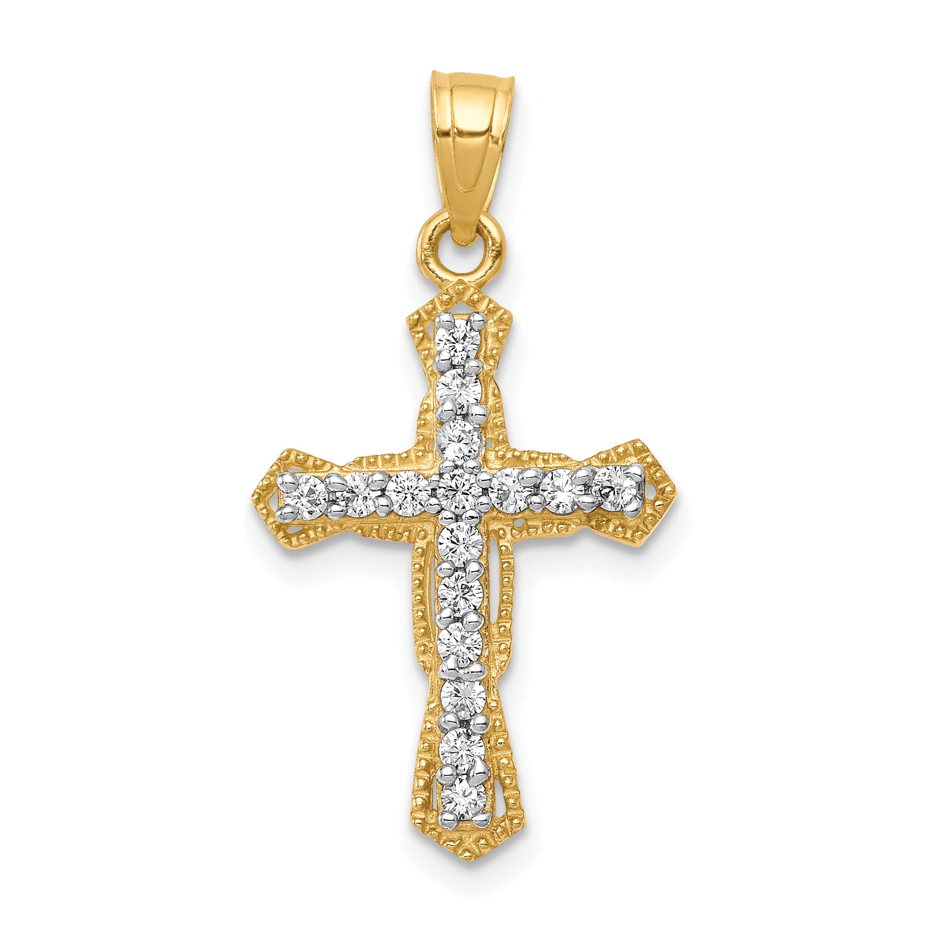 10k CZ Cross Pendant