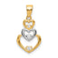 10K w/Rhodium CZ 3-Heart Pendant