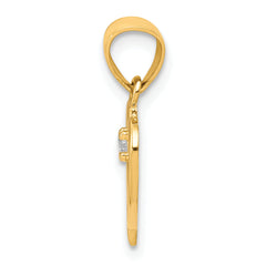 10K Gold CZ Heart Pendant with Polished Finish Elegant and Gift Ready