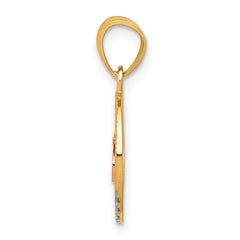 10K Two-Tone Gold & White Rhodium CZ Pendant with 15 Stones Polished Finish