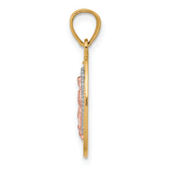 10K Two-Tone Gold Lady of Guadalupe Pendant with Polished Rhodium Finish