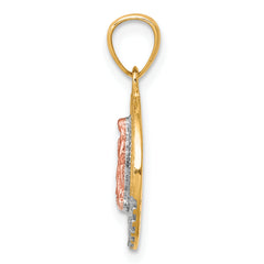 10K Two-Tone Gold Lady of Guadalupe CZ Pendant with Rhodium Accents