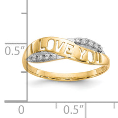 10K WithRhodium CZ I LOVE YOU Ring