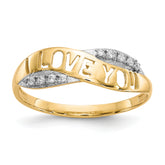 10K WithRhodium CZ I LOVE YOU Ring