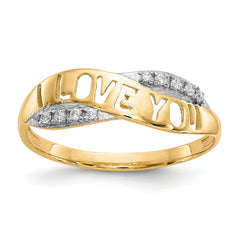 10K WithRhodium CZ I LOVE YOU Ring