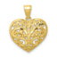 10K Diamond-cut Filigree Heart Charm