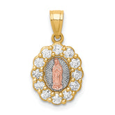 10K Two-Tone w/White Rhodium CZ Guadalupe Pendant