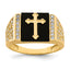 Men's Square Cubic Zirconia and Cross Onyx Ring in 10K Yellow Gold, Size 10 - Sophia Jewelers