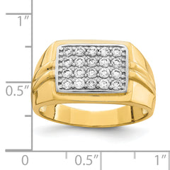 10K WithRhodium CZ Mens Ring