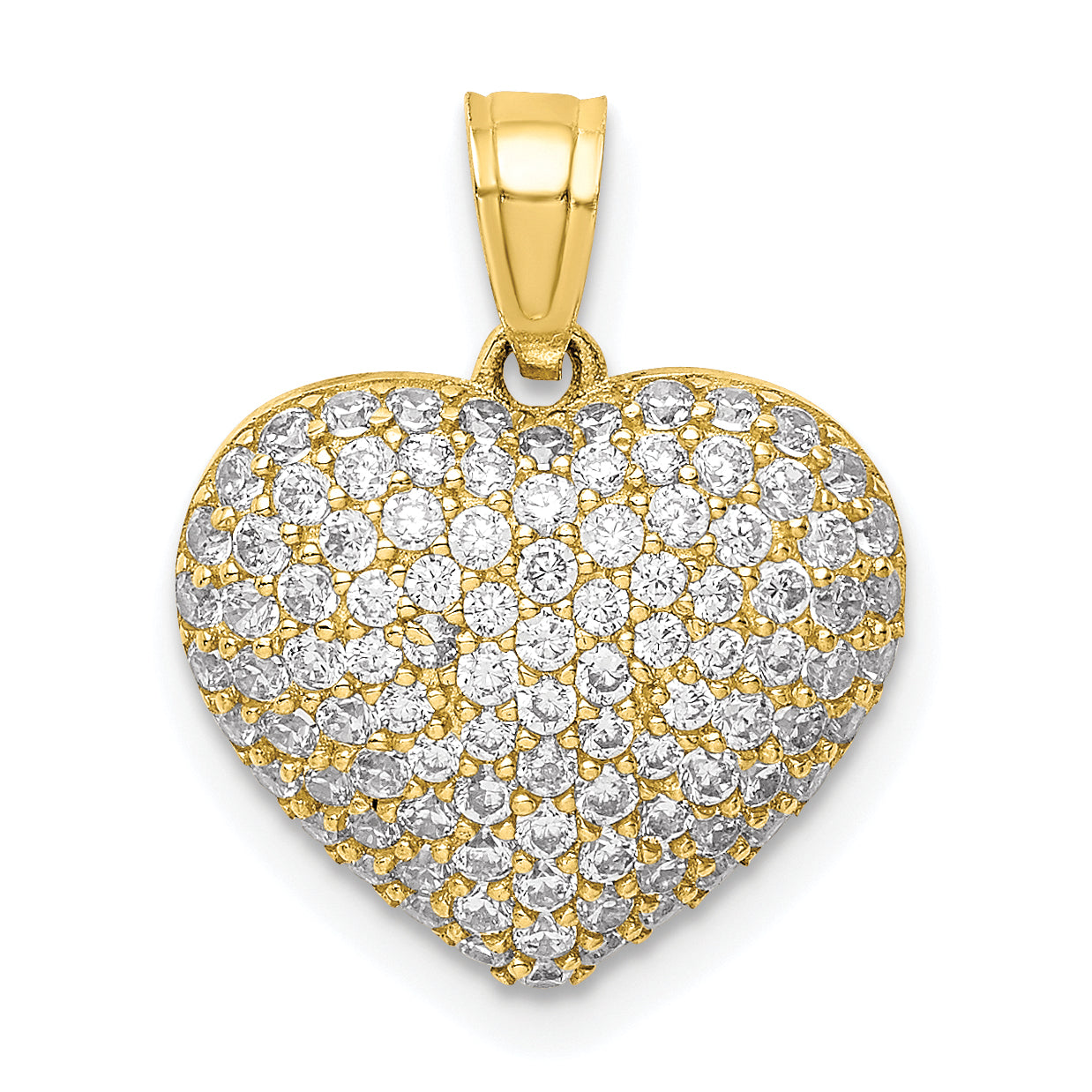 10K CZ Micro Pave Heart Pendant