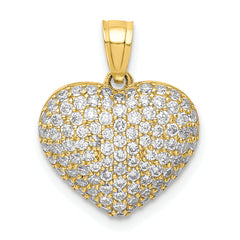 10K CZ Micro Pave Heart Pendant