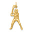 Baseball Player Charm in 10K Yellow Gold, 16mm Satin & Diamond-Cut - Sophia Jewelers