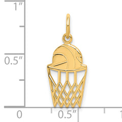 10K Gold Polished Basketball Charm Solid, Themed Pendant