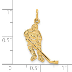 10K Gold Hockey Charm Pendant with Polished Solid Design