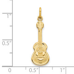 10K Yellow Gold Guitar Charm Polished Solid Pendant for Music Lovers