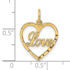 10K Gold Polished Heart LOVE Pendant Elegant Solid Design