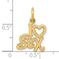 10K Yellow Gold Polished I HEART SEX Charm with Solid Build