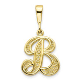 10K Gold Filigree Initial B Pendant Elegant Handcrafted Charm
