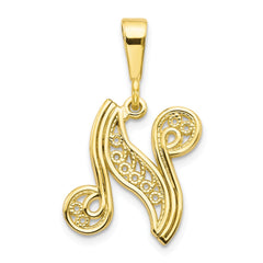 10K Yellow Gold Initial N Pendant Elegant, Timeless Design